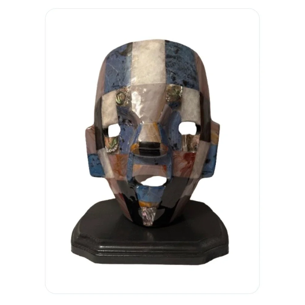 Aztec Mexican Mayan Tessellated Semi Precious Mask Mother of‎ Pearl  Abalone set